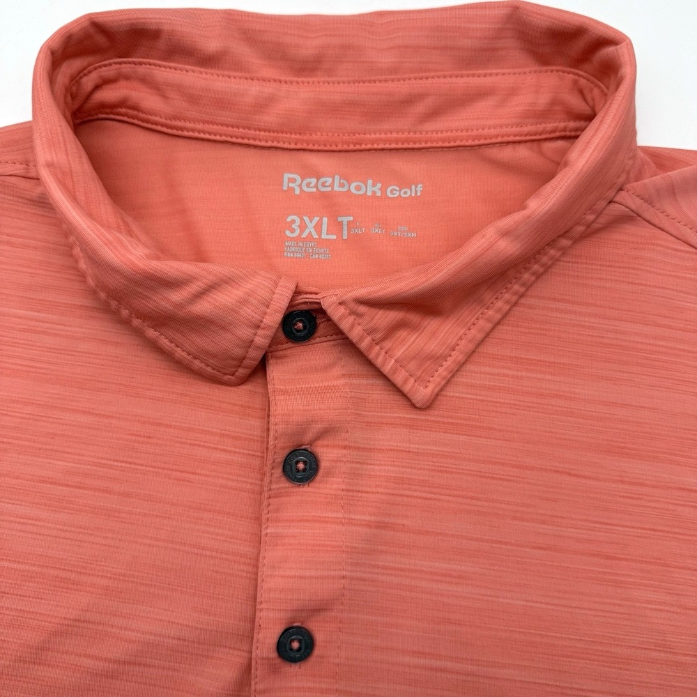 Reebok Golf‎ Polo Shirt Men 3XLT Coral Orange Space Dye Performance Short Sleeve